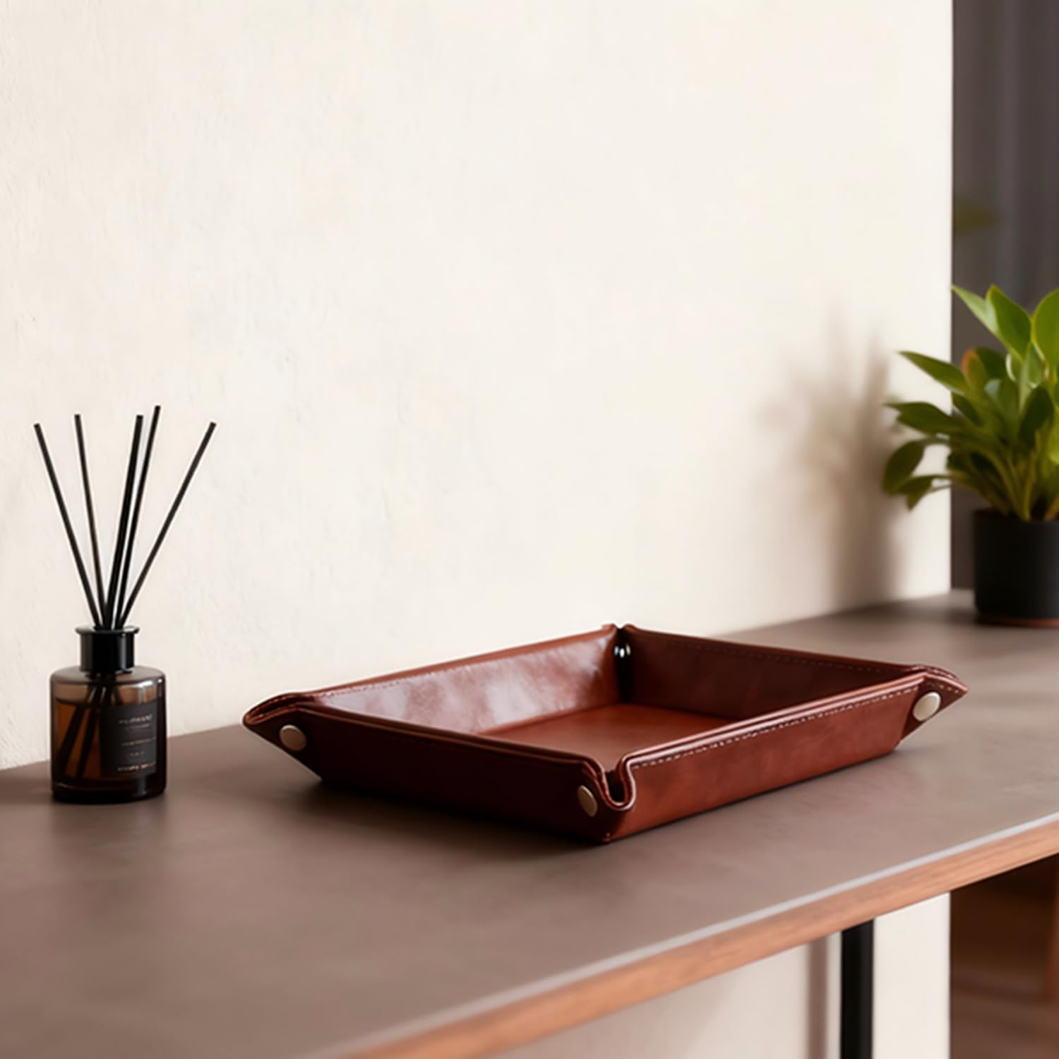 Catchall Tray / Leather Valet Tray Organizer / Maroon