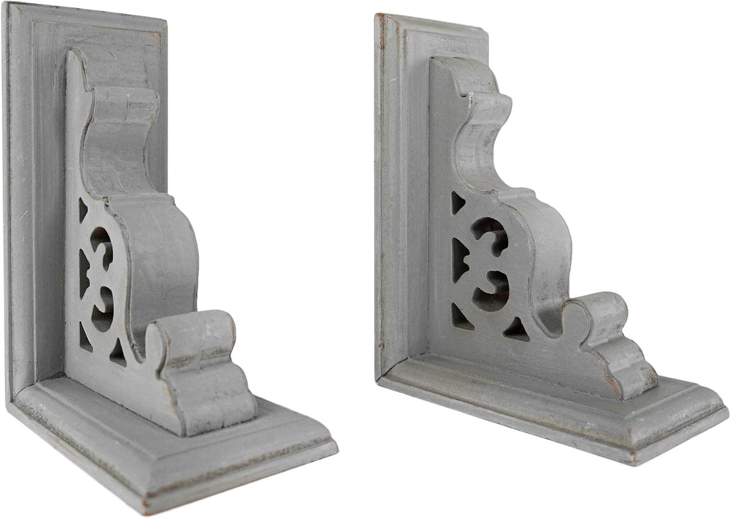 Decorative Heavy Duty Wood Bookends for Books/CDs/Vinyls/Magazines / Dark Grey