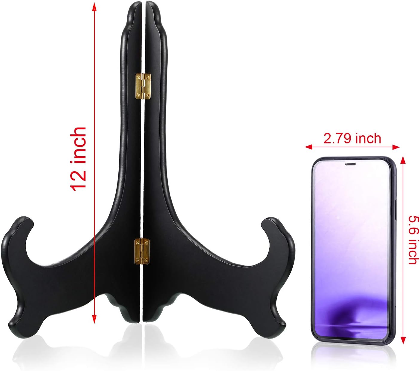 Tatuo 2 Packs Wooden Plate Stands for Display, Plate Holder Display Stand, Picture Frame Stand Easels, Tabletop Art