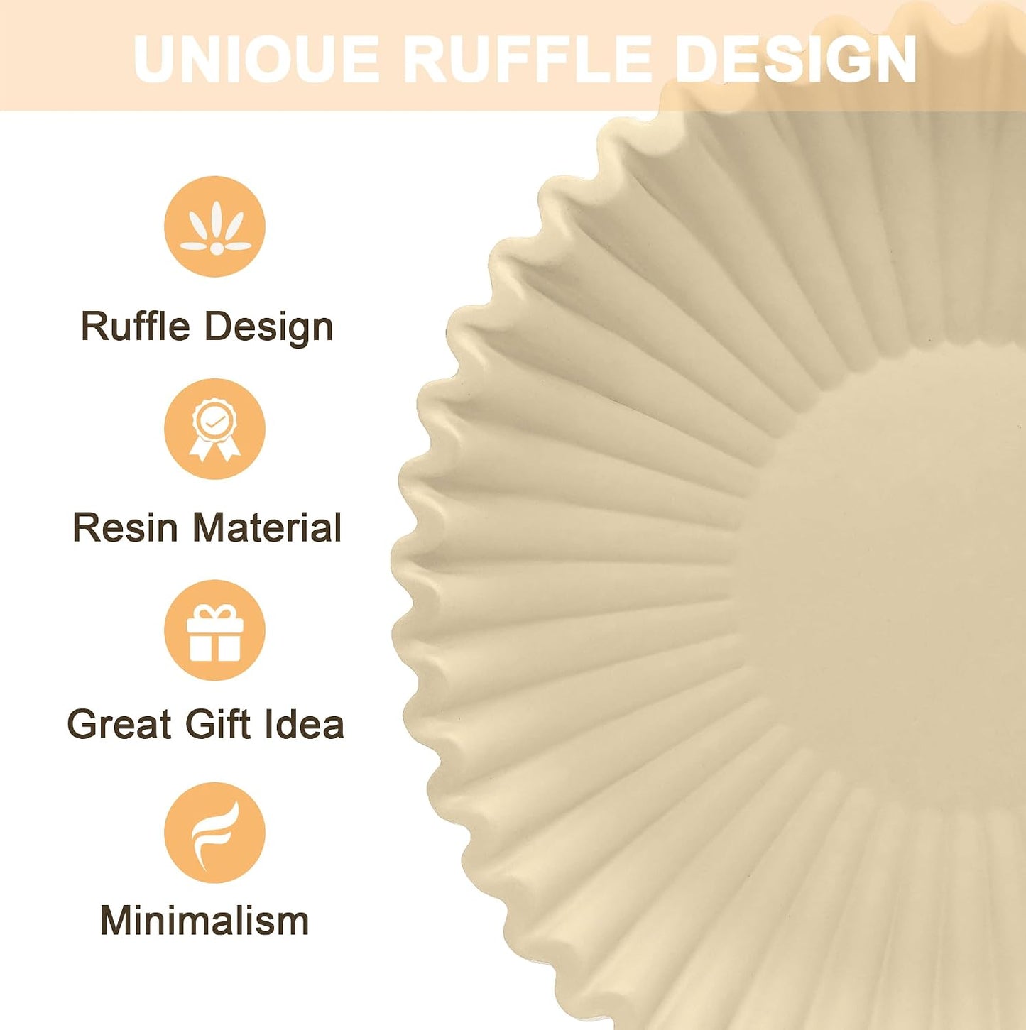 Handmade Resin Scalloped Ruffle / Brown / 8.65 Inch