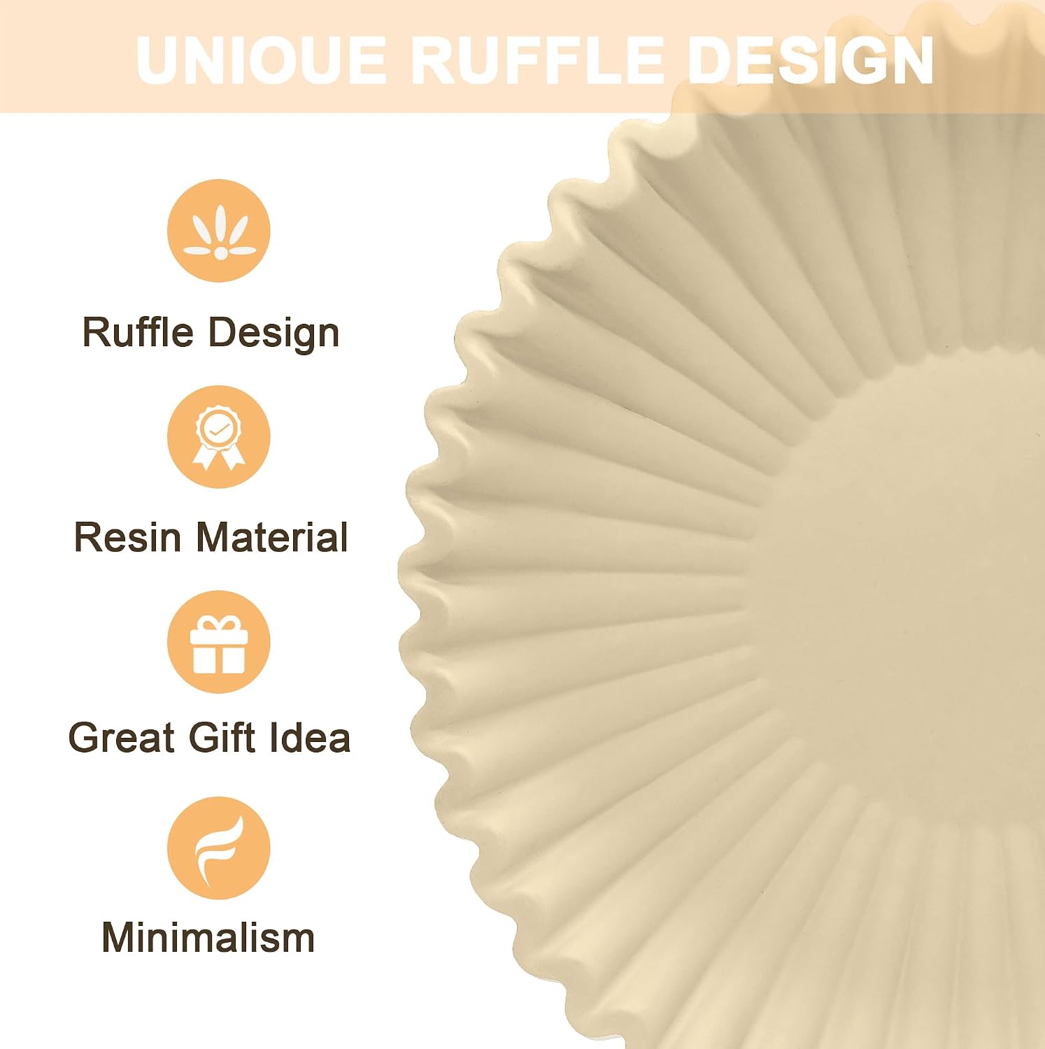 Handmade Resin Scalloped Ruffle / Brown / 8.65 Inch