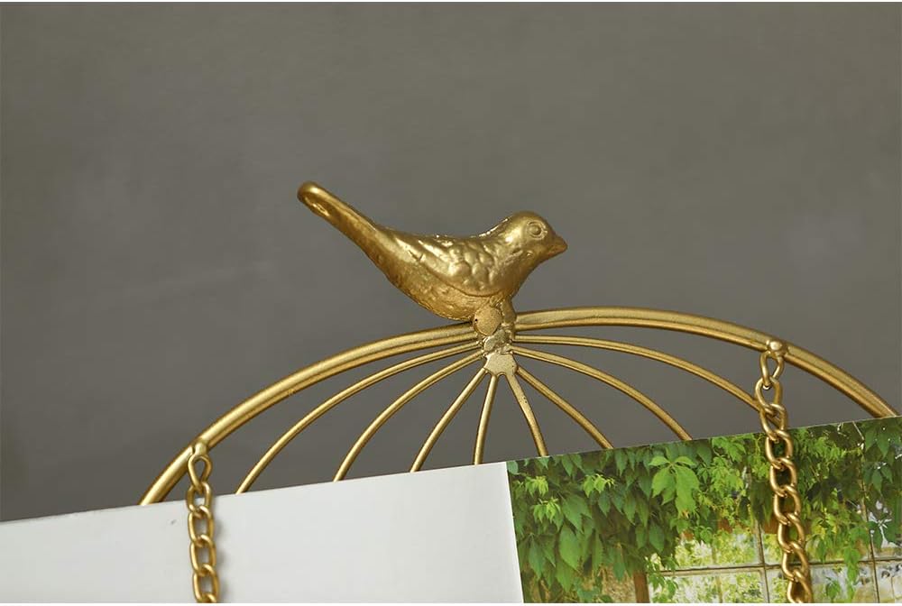 Jemeni Cookbook Stand for Kitchen, A Recipe Easel is Metal Birdcage Shaped | Cast Iron Cookbook Stand with 2 Weighted