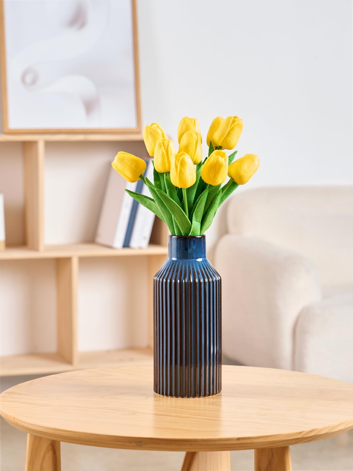 Ceramic Flower Vase / 2 Blue / 8 Inch