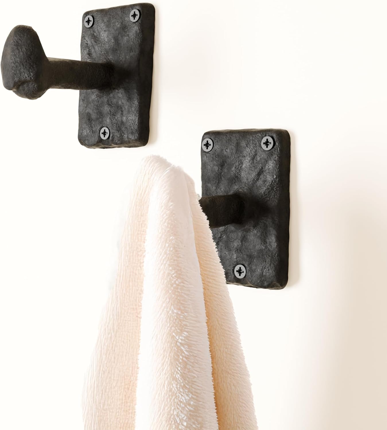Motris Wall Mount Cast Iron Hooks Coat Towel Bag Hat Hanger Multiuse Entryway Railroad Spike / Black