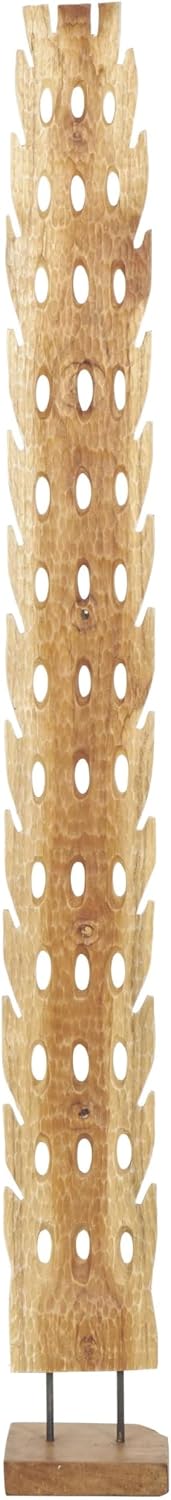 Teak Wood Abstract Handmade Decorative Sculpture Tall Floor Cutout Post Home Decor / 7 x 6 x 49