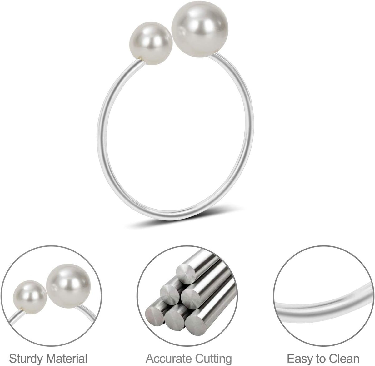 KPOSIYA Pearl Napkin Rings - Set of 100 Silver Napkin Holder Table Napkin Buckles for Dinning Table Setting Christmas