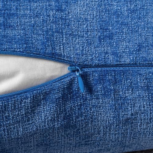 MIULEE Soft Chenille Throw Pillow Covers Royal Blue 18x18 Inch Pack of 2