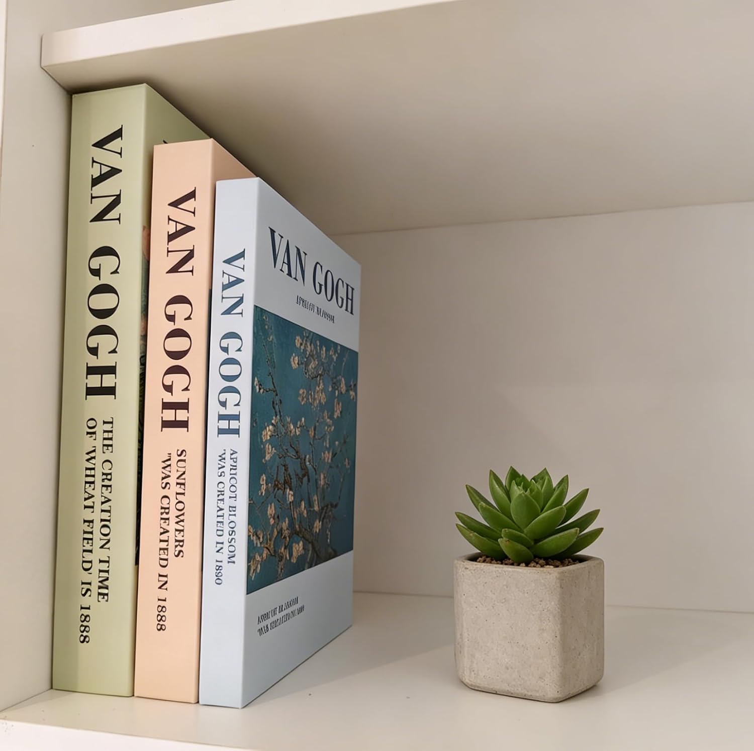 Faux Books / Fake Book Decor / Painting Green-beige-blue / Set of 3