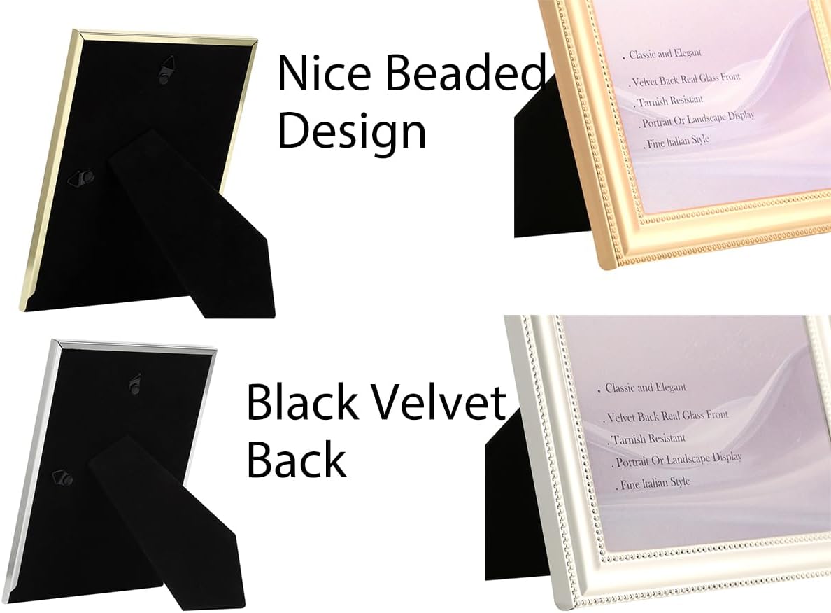 YiPinYin Classy Silver Plated 10x12'' Metal Beaded Picture Frames 2pack,with Acid Free Mat for 8x10'',Features Real