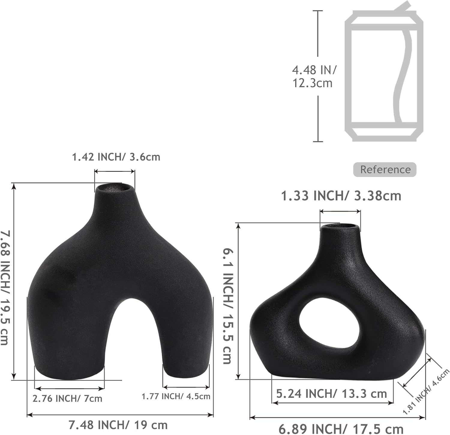 Modern Ceramic Vase / Black / Set of 2