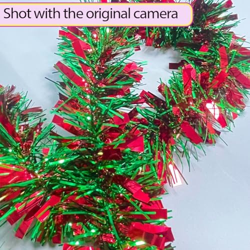 33 Ft Christmas Tinsel Garland Shiny Thick Red and Green Tinsel Decor Xmas Tree Decorations Metallic Twist Foil Garland for Christmas Party Home Stairs Indoor Outdoor Supplies