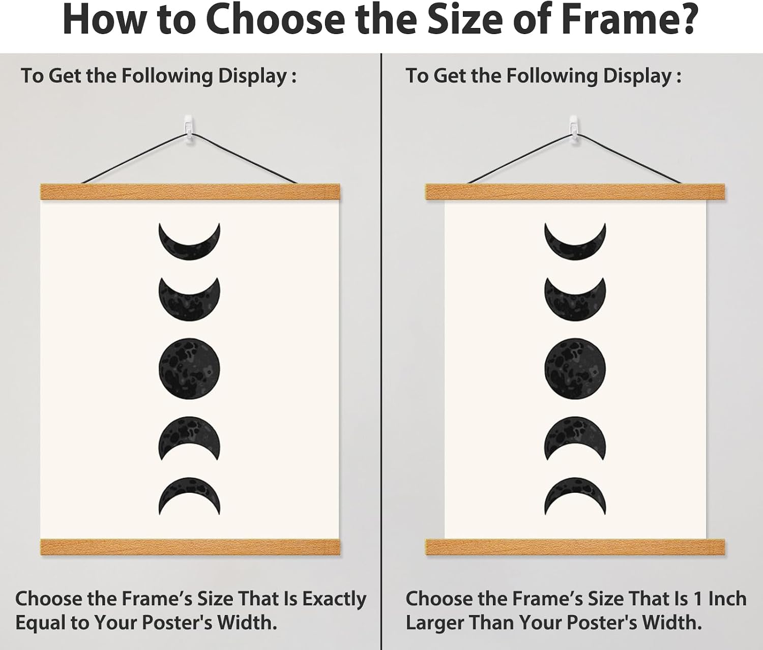 Magnetic Poster Hanger Frame for 50x70 50x32 50x40 Movie Music Posters Wall Art,Teak Wood Picture Frames for Large