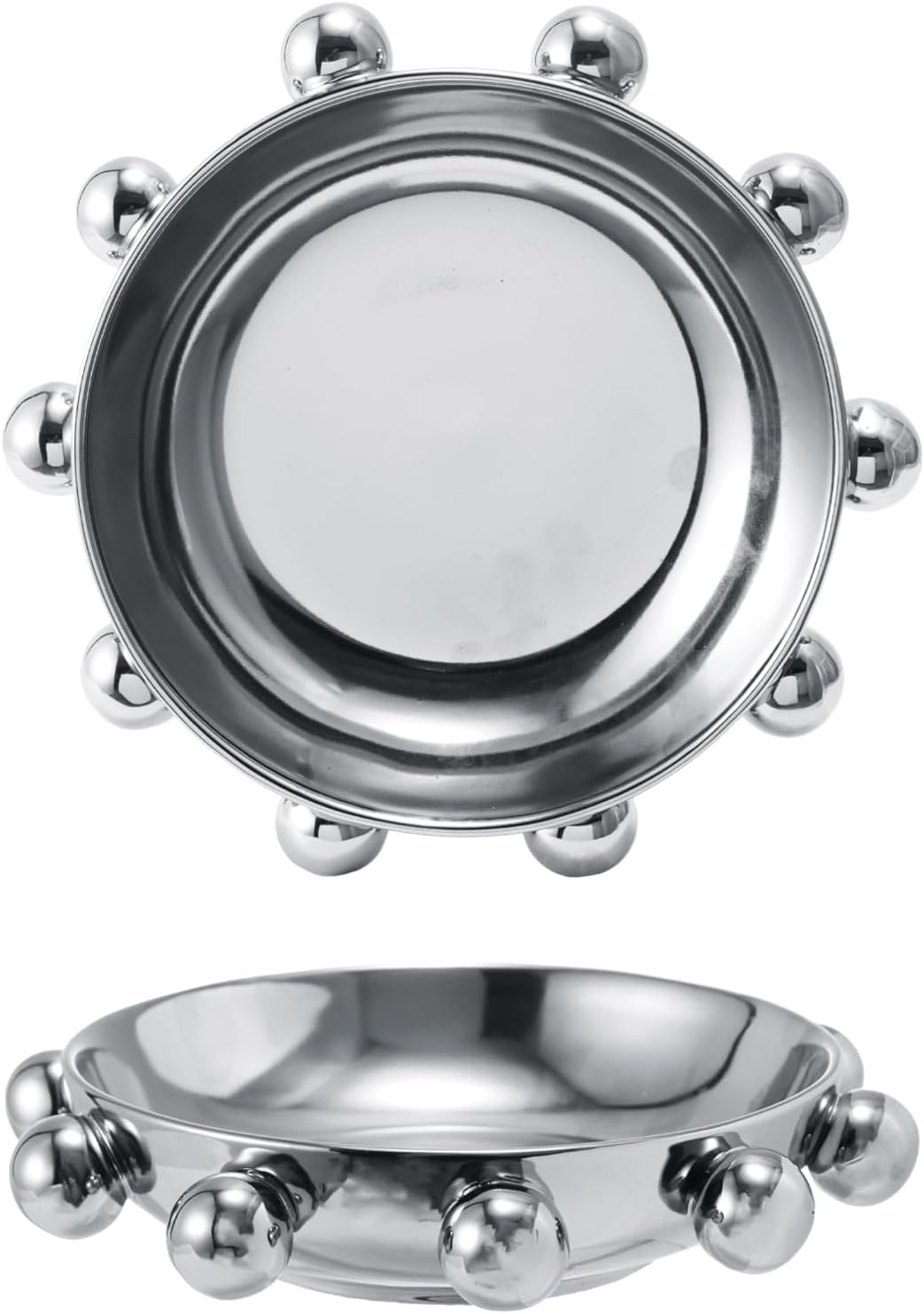 Round Stoneware Dish / Silver / 9.75" Round