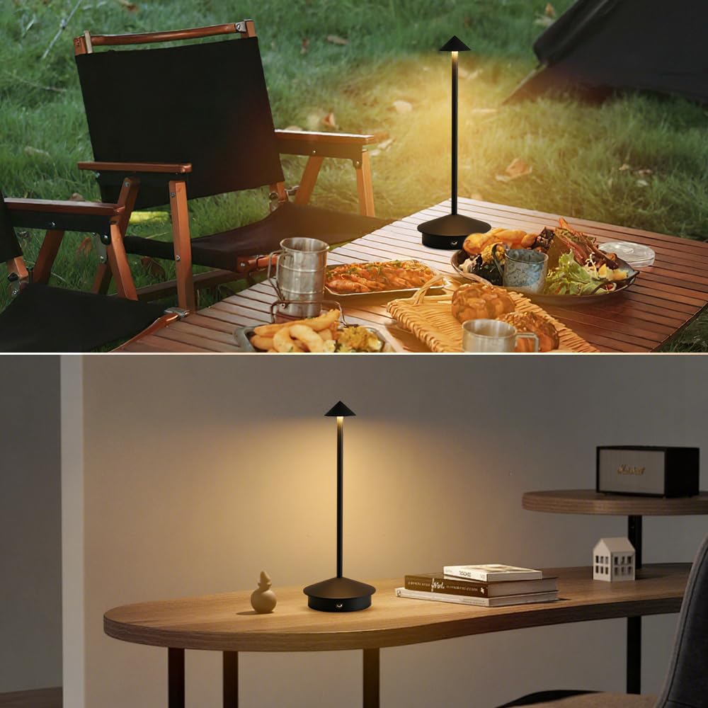 EJQ 2 Pack LED Rechargeable Cordless Table Lamps,Portable Outdoor 5000mAh Battery Operated Table Light Touch Control 3