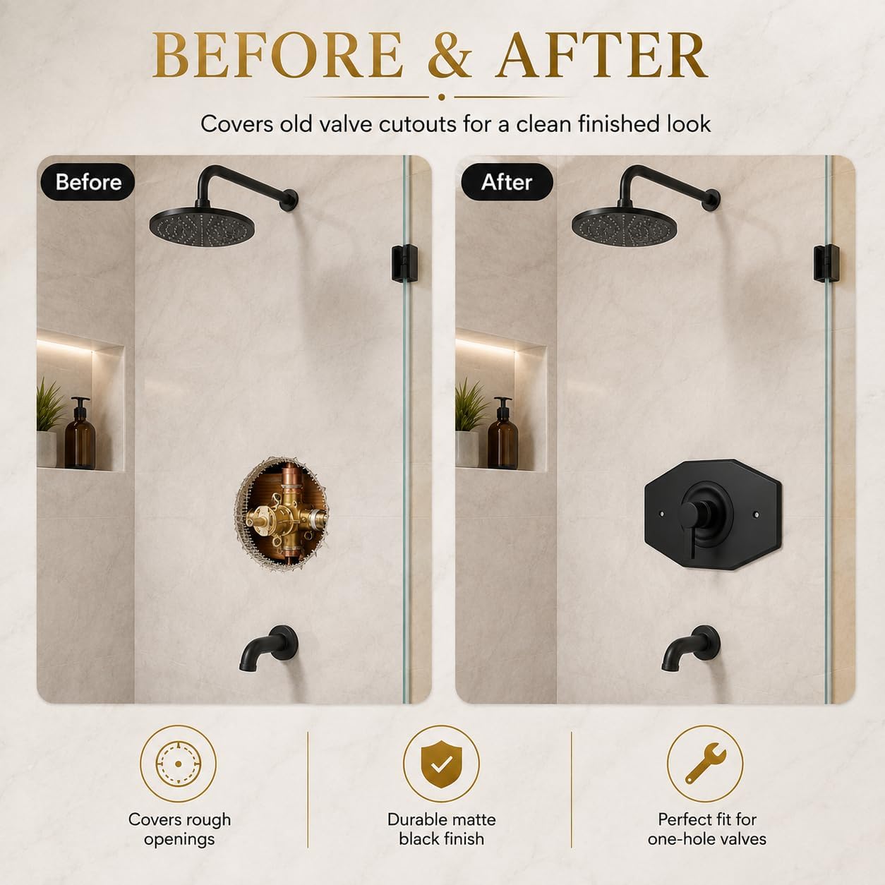 Westbrass One-Hole Remodel Plate for Moen and Delta, Matte Black, D502-62