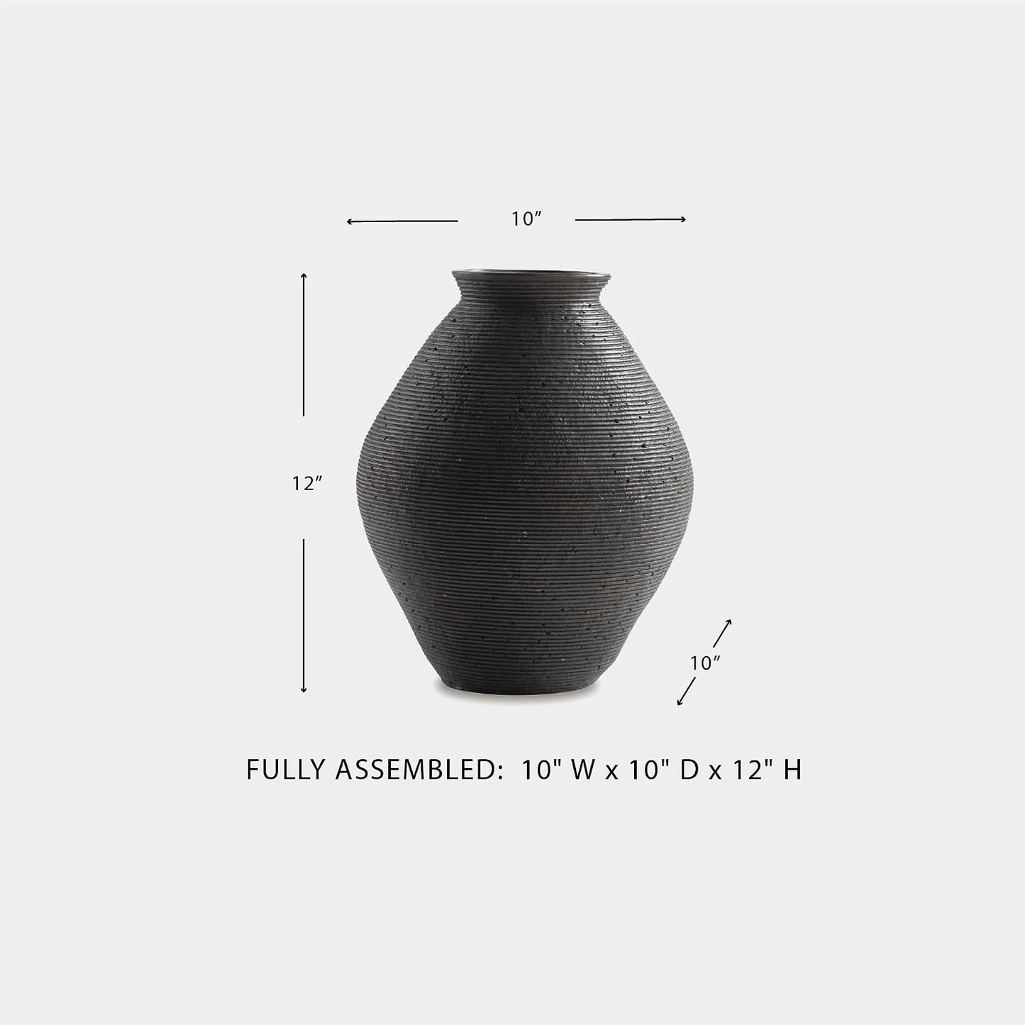 Hannela " Modern Distressed Polyresin Vase / 12 Inch / Dark Brown