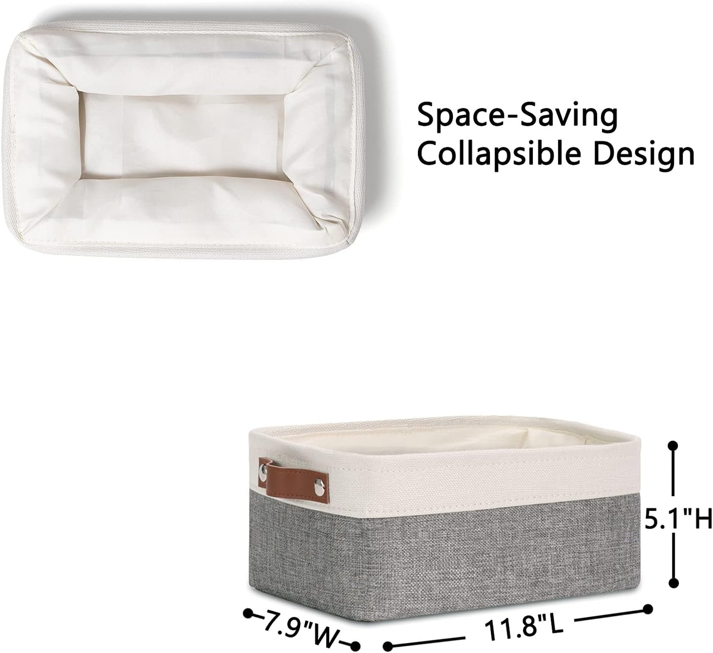 Small Storage Baskets / White&grey / 11.8 x 7.9 x 5.1 / Small/6p / Set of 6