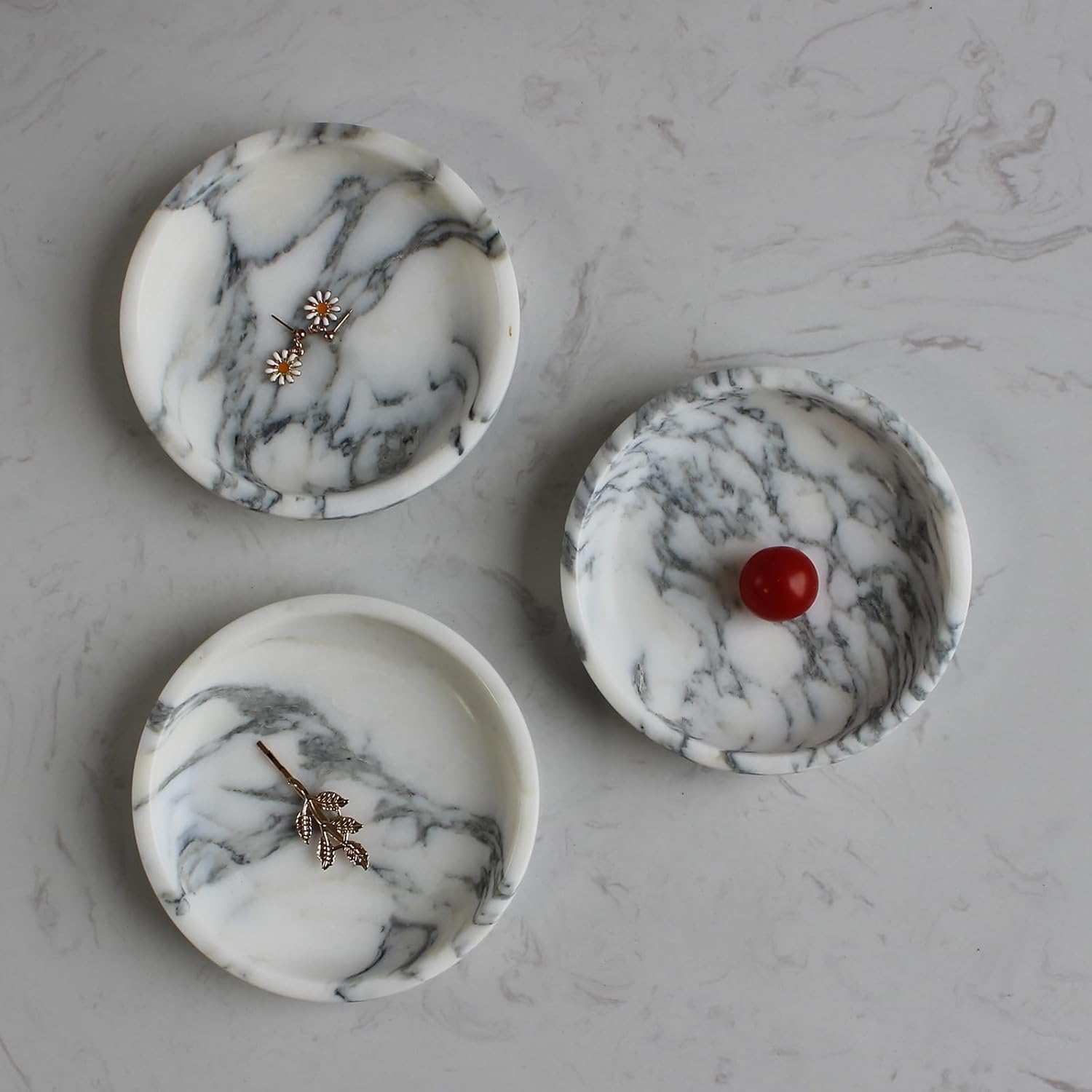 Trinket Dish for Ring Earring / Arabescato Calacatta / Natural