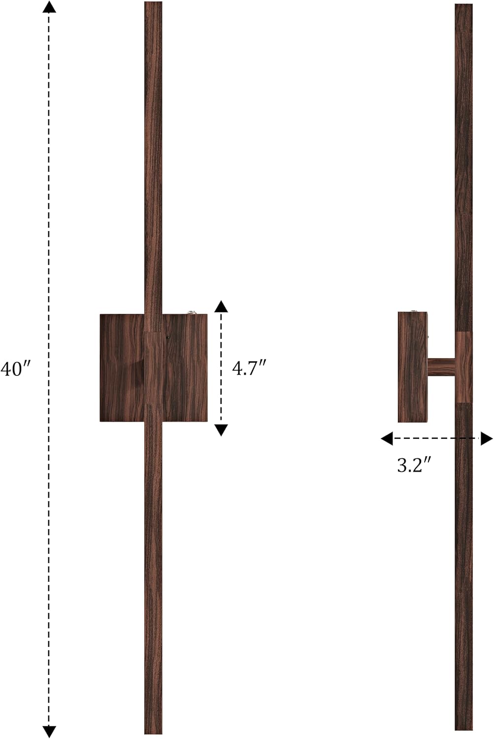 Rayogale Walnut Battery Operated Wall Sconce with Remote Control 40 Inch | 3000/4500/6000K Dimmable 8000mAh Wireless