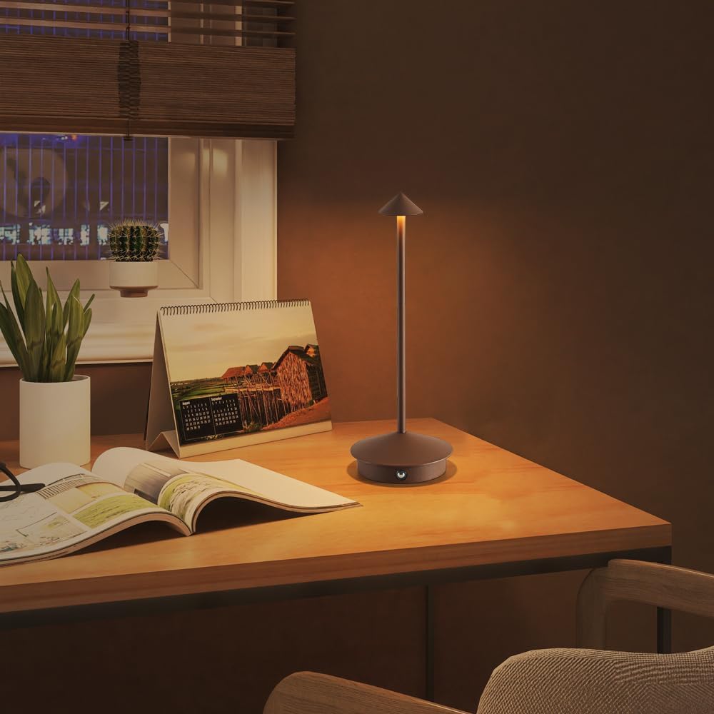 2 Pack Aluminum Cordless Table Lamp, 6000mAh Rechargeable Table Lamps, Portable Touch LED Lamp, Outdoor Waterproof