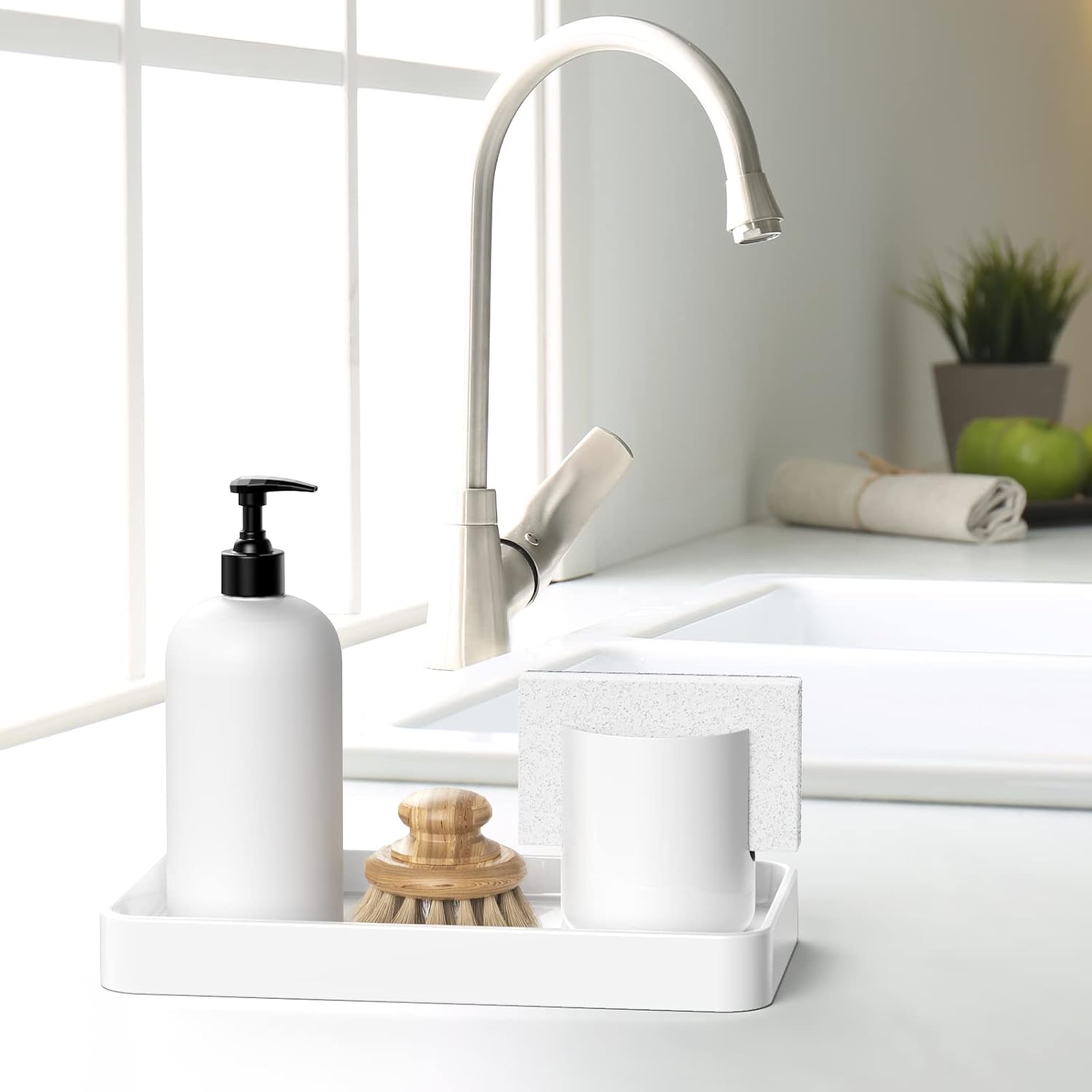 Ceramic Vanity Tray / White / 9.9 x 5.7 x 1.1