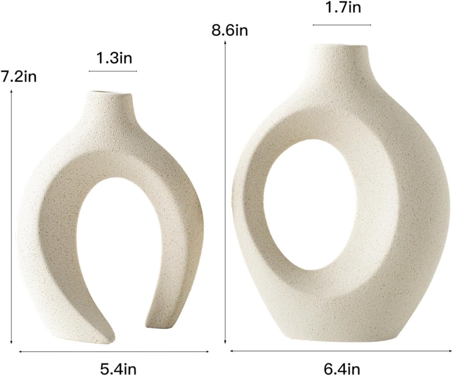 Snuggle Hollow Ceramic Donut Vase / Beige L / Set of 2