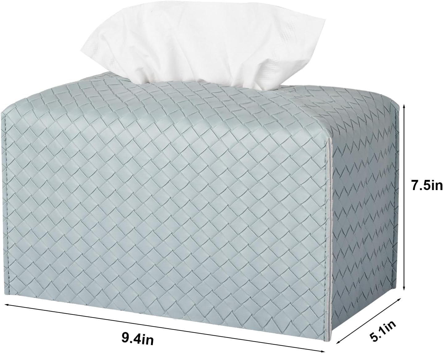 Tissue Box Cover PU Leather Tissue Holder Square Facial Tissue Case Facial / Rectangle / Powderblue