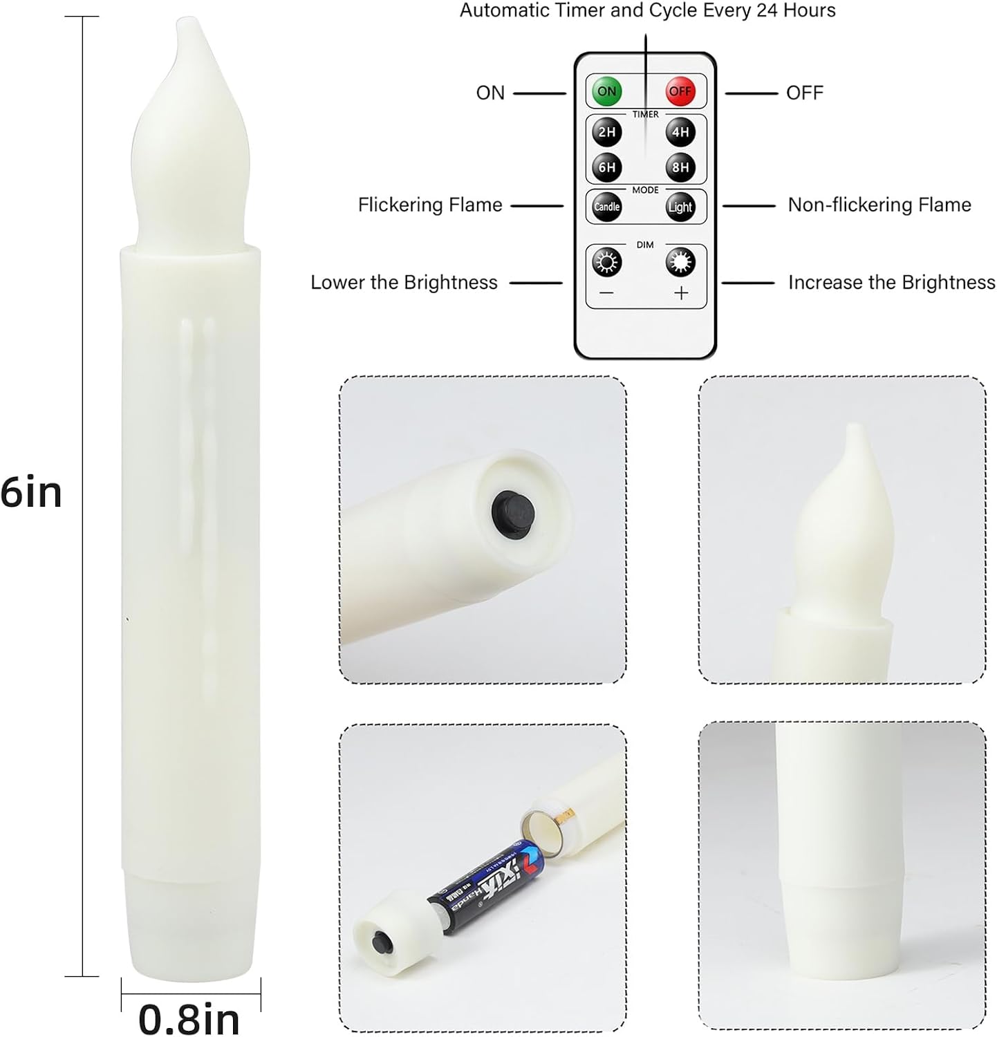 MUMCHASI Flameless Candles with Remote, Battery Operated Candlesticks, Led Taper Candles with Timer, Flickering