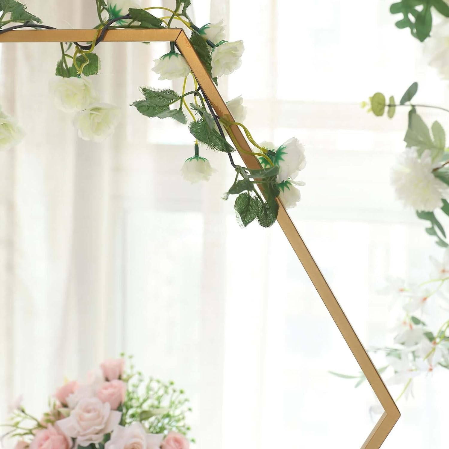 Efavormart 24" Metal Hexagon Table Wedding Arch Centerpiece Stand / Gold