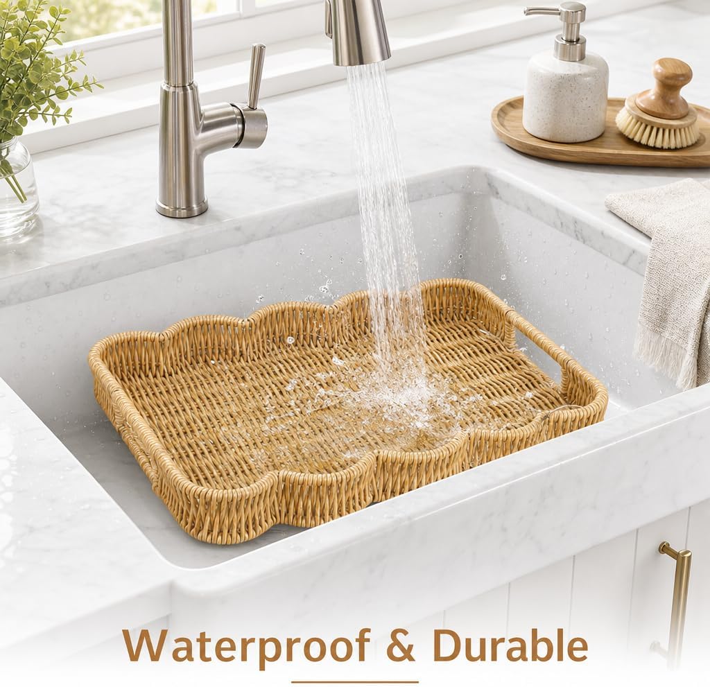 Scalloped Tray Rectangle / Apricot