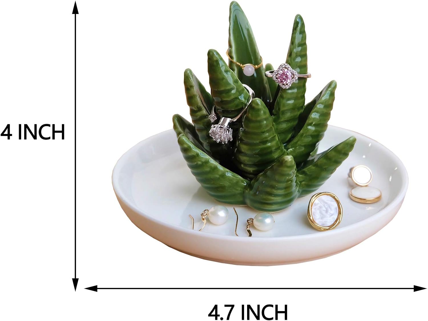 Ring Holder / Jewelry Holder Trinket Tray for Rings Earrings Necklace / Aloe