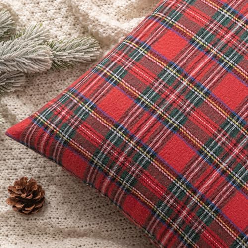 MIULEE Christmas Plaid Pillow Covers Scottish Tartan 20x20 Red