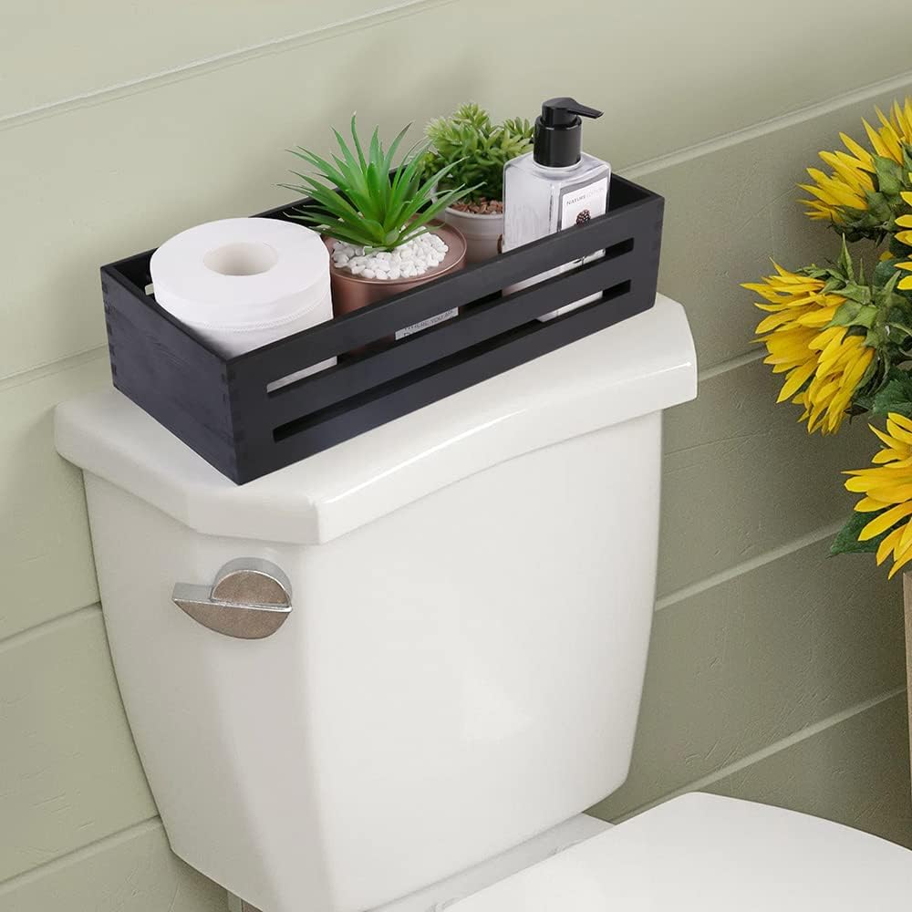 Wooden Toilet Paper Holder / Black / Set of 2