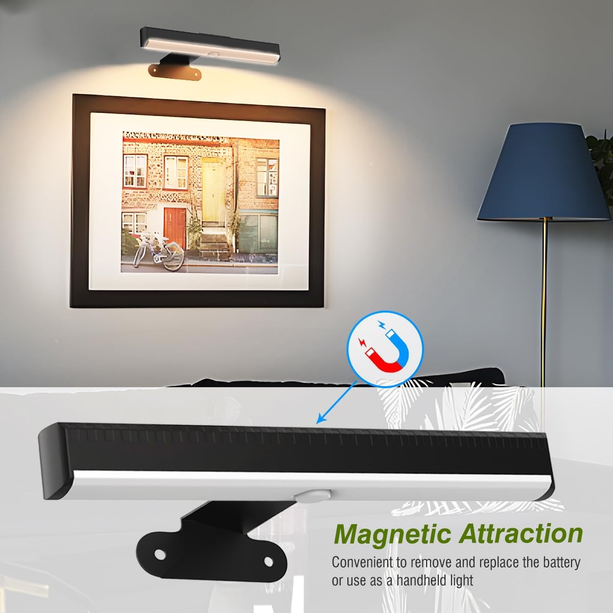 EUIOKUN Wireless Picture Light with Remote,Battery Operated Wall Sconces | 4Pcs Painting Light for Wall