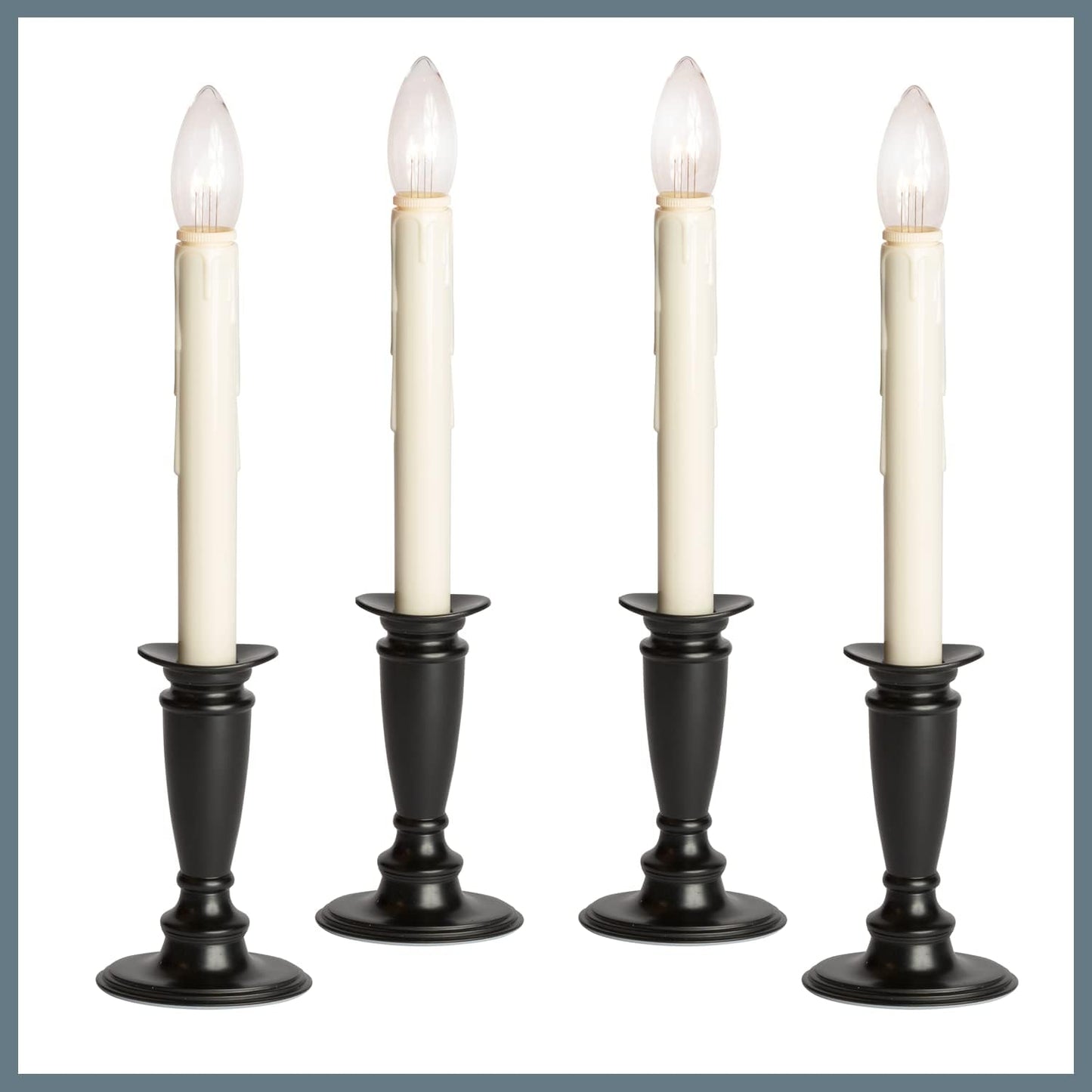 Celestial Lights Set of 4 Battery Operated Window Candles with Remote Control - (Black Onyx)