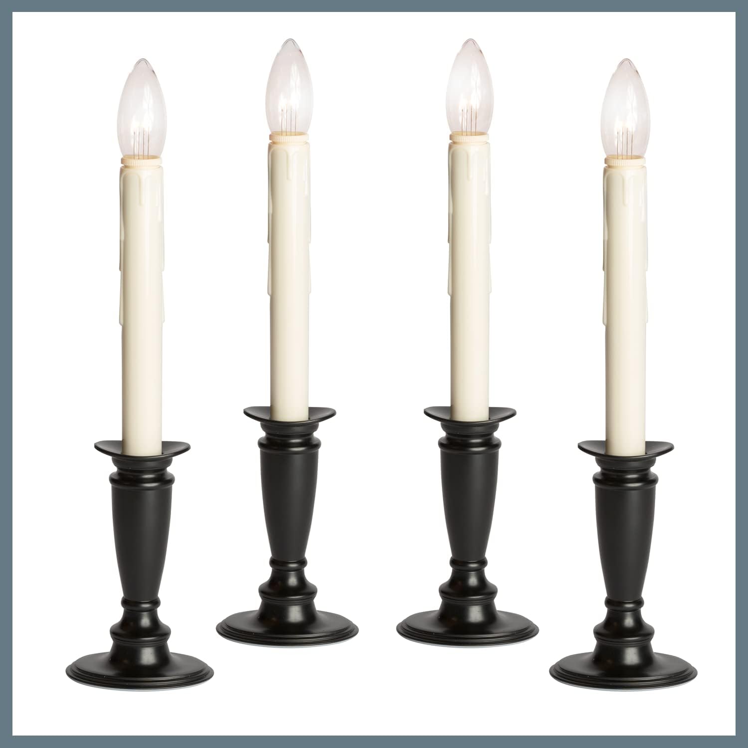Celestial Lights Set of 4 Battery Operated Window Candles with Remote Control - (Black Onyx)