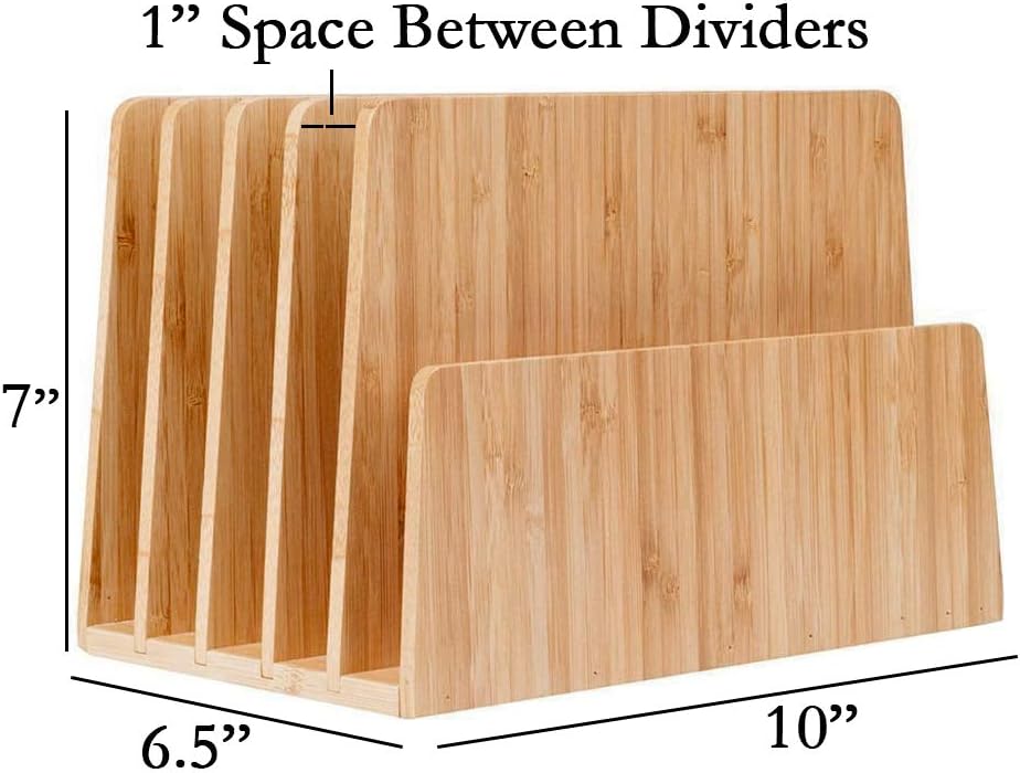 MobileVision Bamboo Desktop File Folder Organizer and Paper Tray, 5 Slots