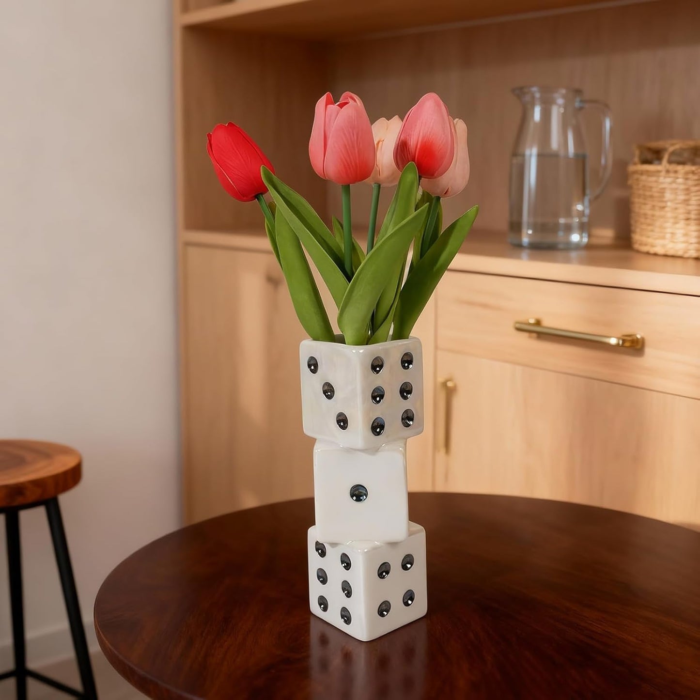 Modern Ceramic Dice Vase / White Dice Vase