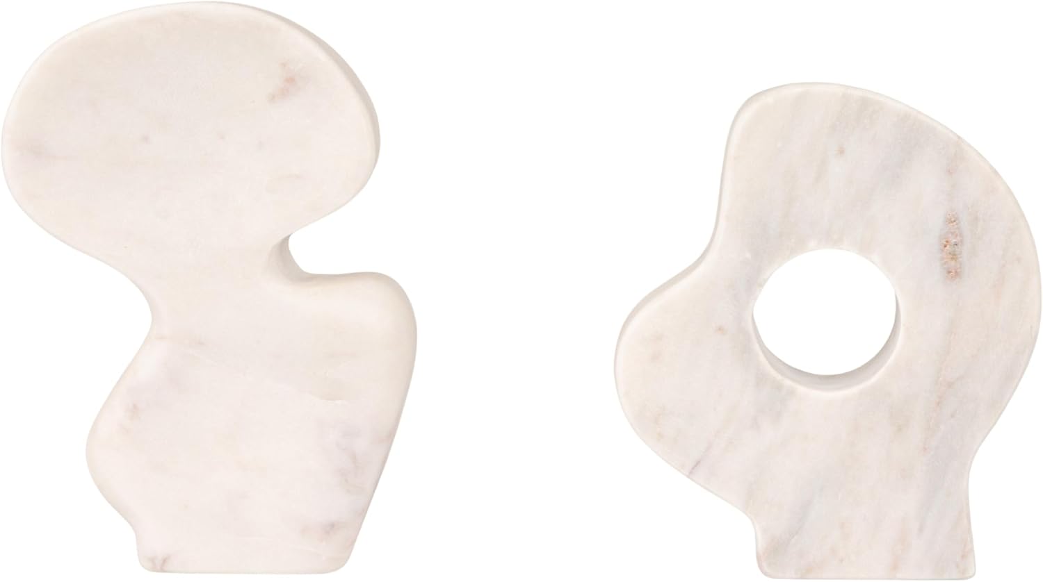 Decorative Abstract Marble Sculptures / White / Set of 2