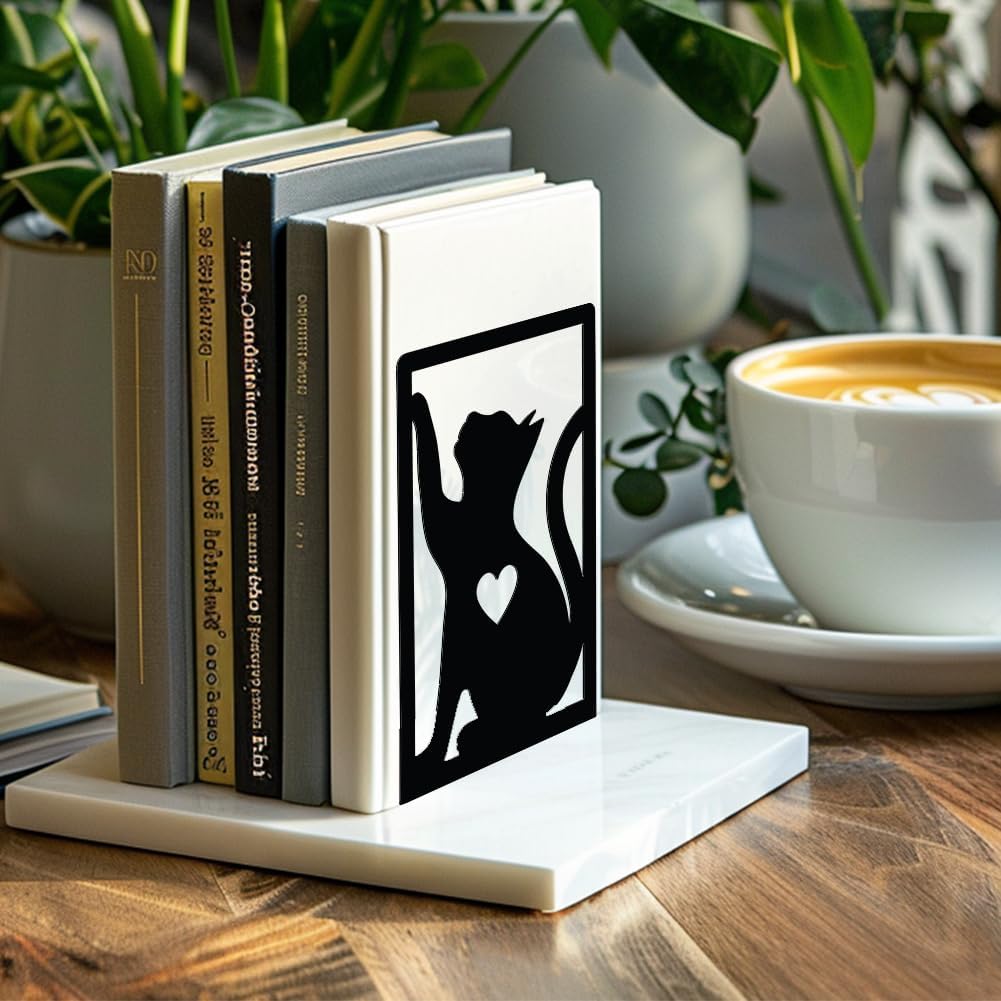 Metal Bookends / Study Cast Iron Cats Rustic Book Stoppers Support Holder Bookends Used / Cat