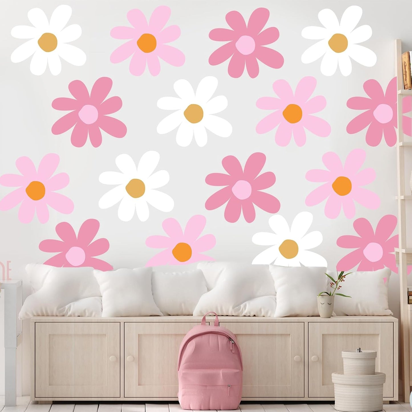 12 Sheet Daisy Wall Sticker Decal Removable Daisy Bedroom / Delicate Style / Classic Color / Pink