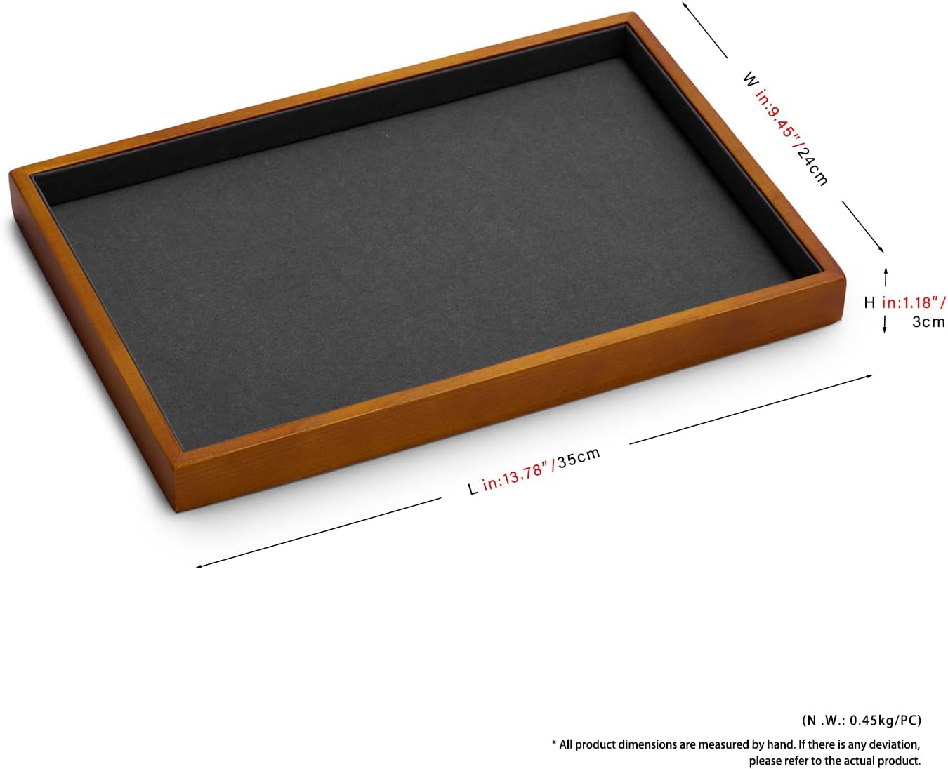 Wood Flat Jewelry Tray Stackable Jewelry Drawer Organizer Showcase Jewelry Holder / Grey Flat Tray
