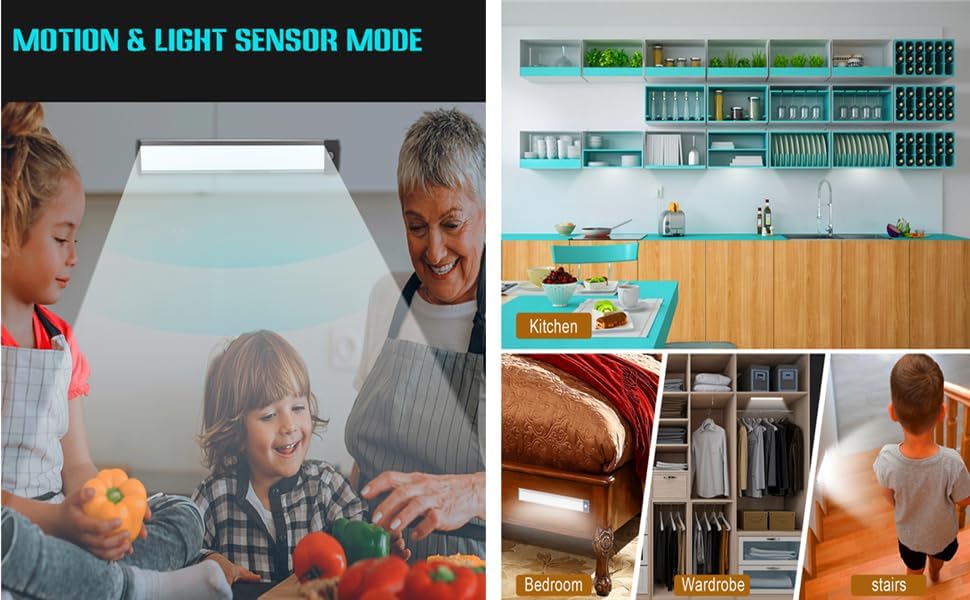 2 Pack Under Cabinet Lighting with Motion Sensor - 30 LED 10 Inch, Wireless USB-C Rechargeable Magnetic for Kitchen