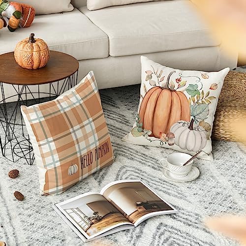 AVOIN colorlife Fall Pumpkin Polka Dot Pillow Covers 20x20 Inch Set of 4