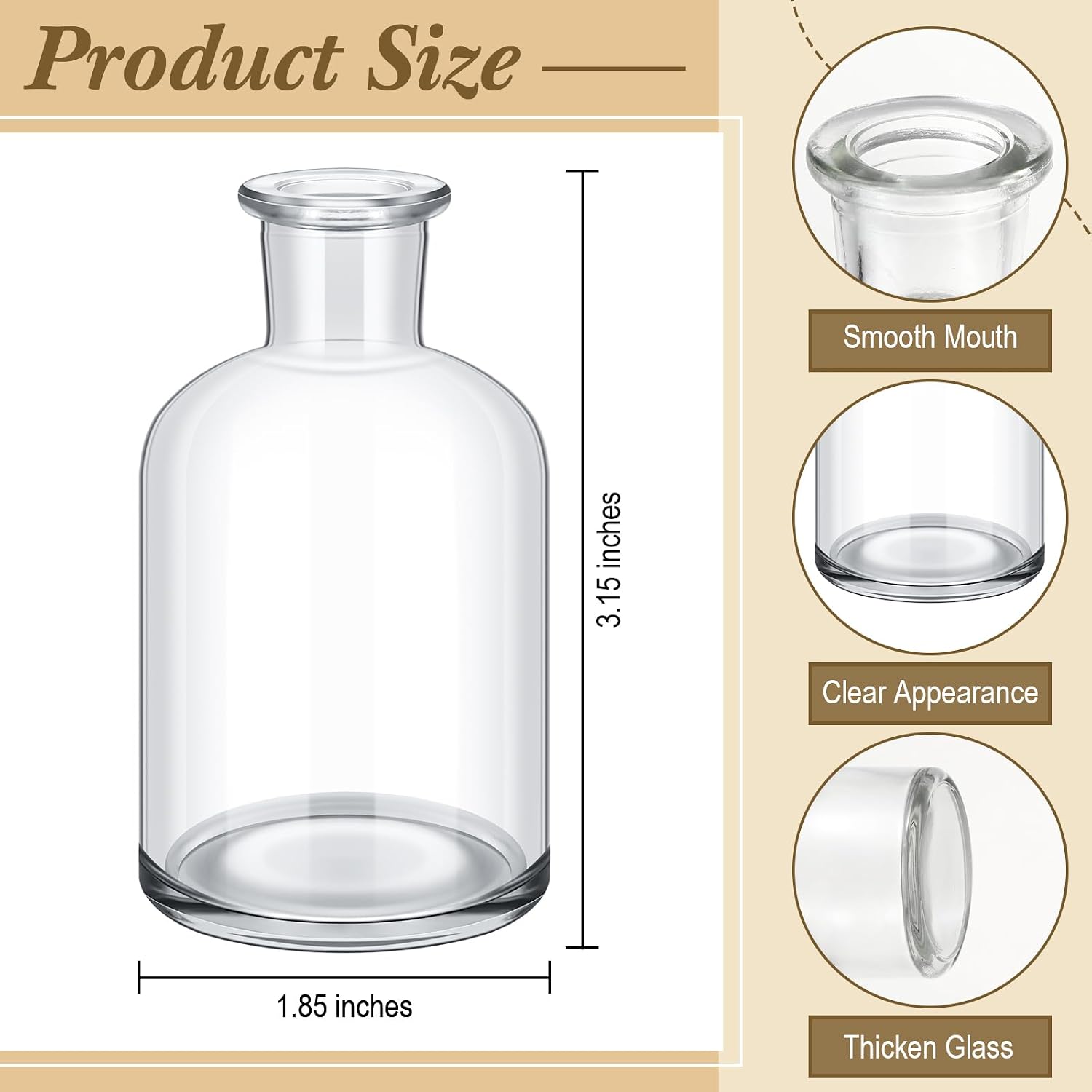 Small Glass Bud Vases Bulk Mini Flower Vases for Centerpieces / 3.15 Inch / Transparent / Set of 54