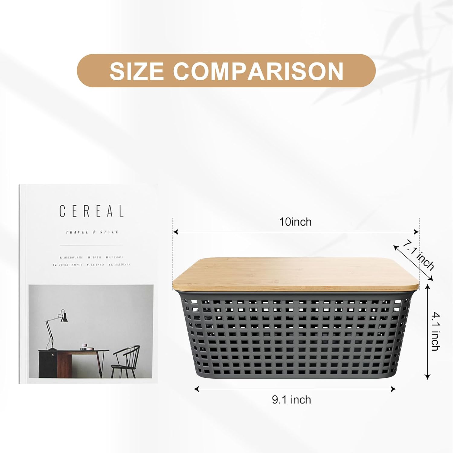 Storage Bins / Stackable Plastic Storage Basket / Gray / Set of 6