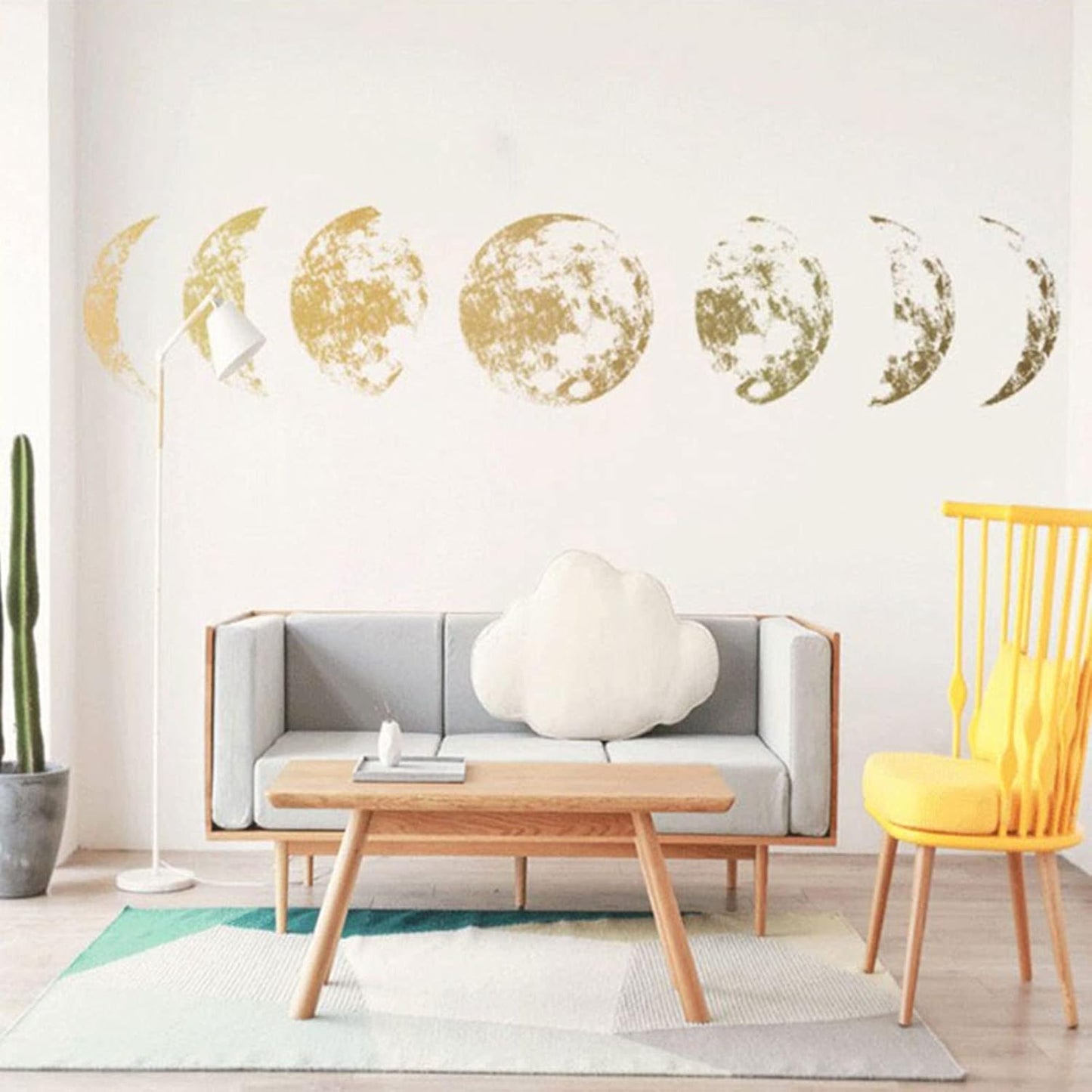 Moon Phases Decor Modern Art Decal Background Sticker / Gold