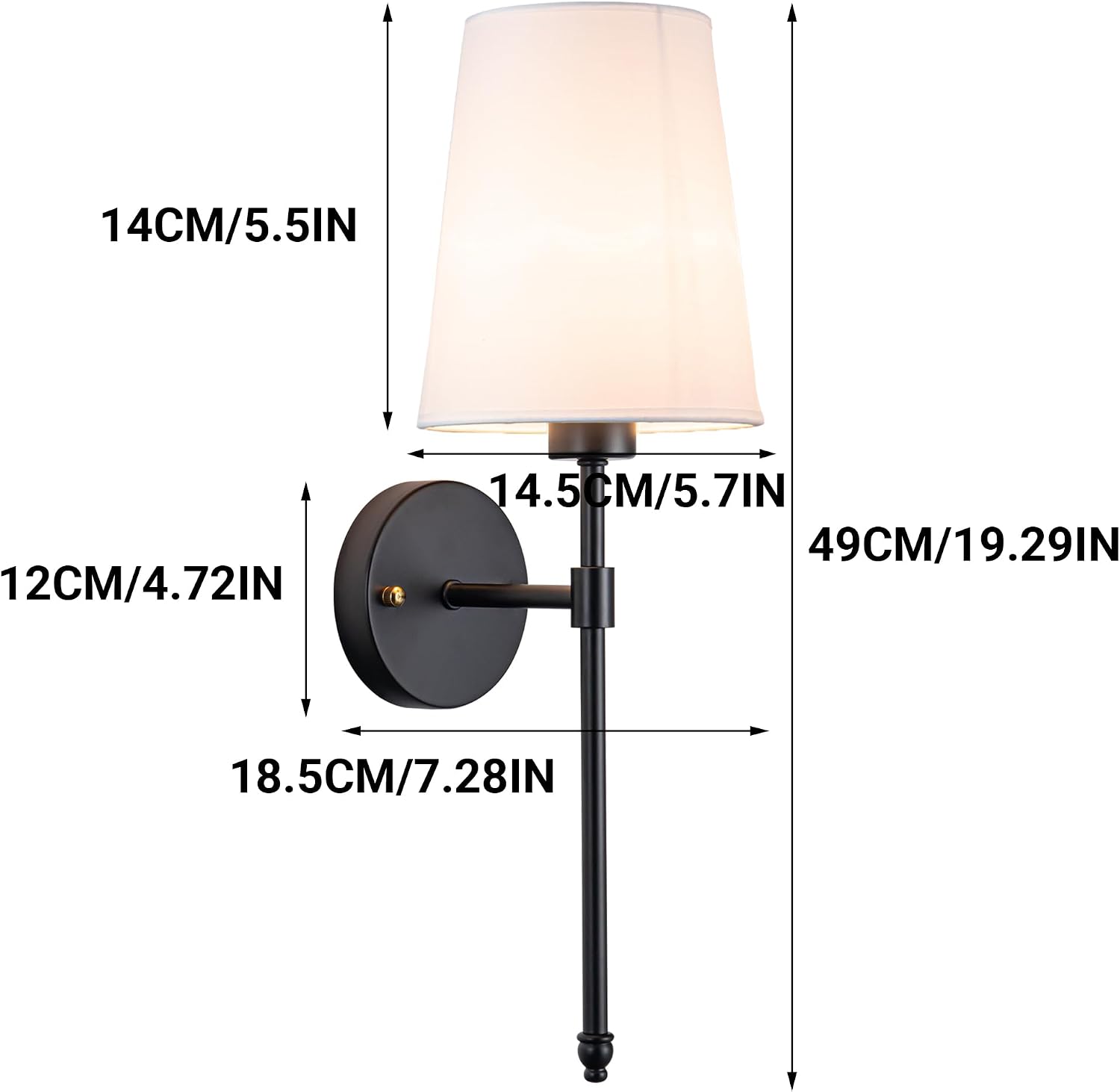 YHCDLAMP Battery Operated Wall Sconce Light with Remote Control, Dimmable Wall Sconce Set of 2 with White Fabric Shade