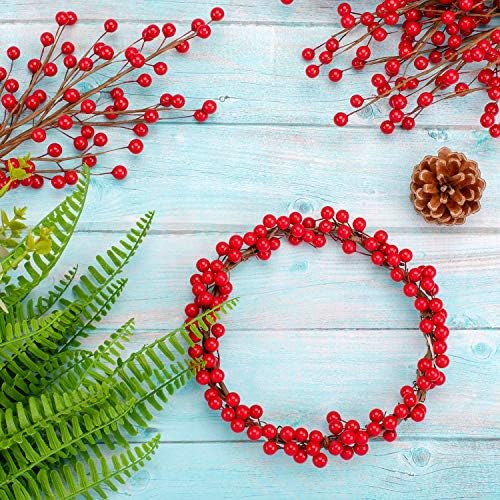 Whaline Christmas Red Berry Twig Stem, 12 Pack Artificial Burgundy Berry Picks for Christmas Tree Decorations, Valentines, Crafts, Wedding, Holiday Home Decor