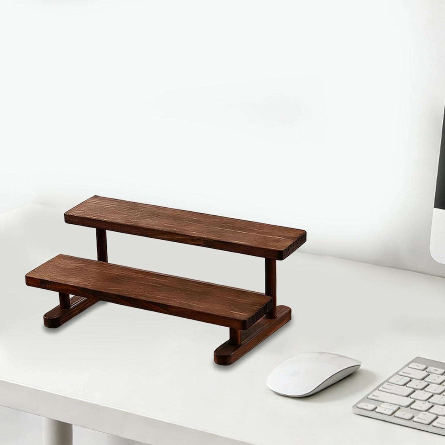 Wood Display Riser Figure Display Stand Decoration Tiered Perfume Organizer for Crafts / 2 Tier